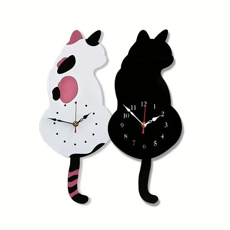 1pc Black Cat Pendulum Wall Clock Cat Clock Cat Clock With Moving Tail Black Cat Swinging Whimsical Funny Wall Clocks Living Room Office Caf Bedroom Gift For Black Cat Lovers | Quick & Secure Online Checkout | Temu Kids Bedroom Wall Decor, Kids Bedroom Walls, Black Cat Lover, Pendulum Wall Clock, Cat Clock, Diy Clock Wall, Quirky Decor, Hanging Clock, Bedroom Gift