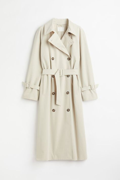 Trench Coat - Light beige - Ladies | H&M AU Waterproof Trench Coat, Khaki Trench, Khaki Trench Coat, High Fashion Branding, Fall Fashions, Double Breasted Trench Coat, Sweaters And Cardigans, Hacks Clothes, Leather Trench Coat