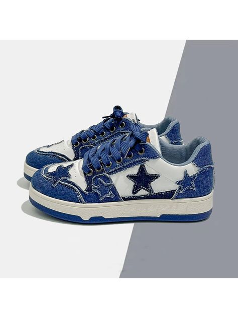 Painted Canvas Shoes, Y2k Shoes, Denim Sneakers, Women Casual Shoes, Pattern Shoes, Business Outfits Women, Star Shoes, Swag Shoes, Dream Shoes