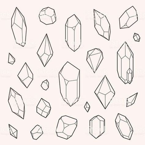 Crystal Illustration, Crystal Drawing, Geometric Stone, Popcorn Bar, Desenho Tattoo, Crystal Shapes, Free Vector Art, Drawing Reference, Image Illustration