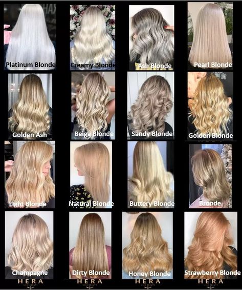 Hair Color Names Shades Blonde, Blond Hair Types, Blonde Hair Chart Shades, Types Blonde Hair Shades, Blonde Hair Shades Chart, Hair Colour Ideas Pale Skin, Colors Of Blonde, Blonde Types, Cool Blonde Hair Color Pale Skin