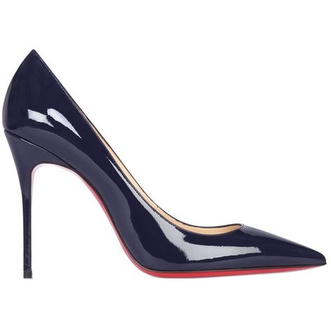 CHRISTIAN LOUBOUTIN 100mm Decollete 554 Patent Leather Pumps - Dark... ($595) ❤ liked on Polyvore featuring shoes, pumps, heels, christian louboutin, dark blue, high heel shoes, pointed toe platform pumps, christian louboutin shoes, patent leather pointed toe pumps e patent pumps Dark Blue Pumps, Dark Blue Heels, Louboutin Heels, Platform High Heel Shoes, Blue Pumps, Blue Heels, Red Bottoms, Patent Leather Pumps, Platform Pumps