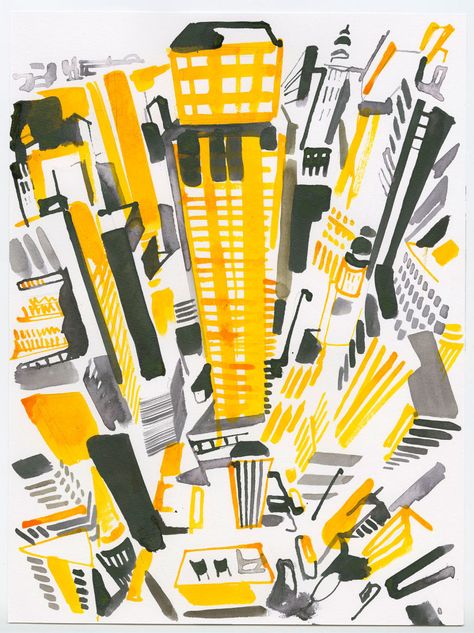 niemann.NYC72sm.042116 Christoph Niemann Illustration, Christoph Niemann, Architectural Illustration, Abstract City, Architecture Concept Drawings, Architectural Drawing, City Illustration, 수채화 그림, Cover Story