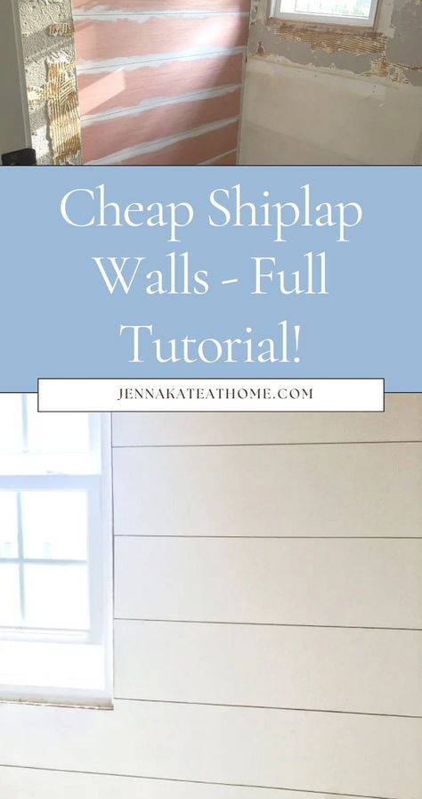 Transform your space with shiplap walls in the living room, bedroom, or even in the bathroom and in the kitchen. Learn how to do shiplap walls cheap with this step by step guide for a DIY shiplap wall. Try faux shiplap for a budget-friendly option or create a stunning shiplap accent wall. Follow this guide on how to install DIY shiplap for a beautiful finish! Cheap Shiplap Wall, Cheap Shiplap, Shiplap Bathroom Wall, Diy Shiplap Wall, Cheap Plywood, Half Bathroom Decor, Installing Shiplap, Shiplap Wall Diy, Shiplap Bathroom