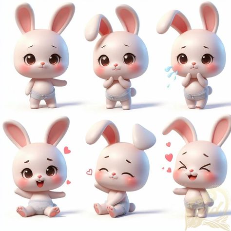 https://card9.com/ai/6-different-emotions-3d-bunny Character Emotions, Clay Toys, 3d Bunny, Loy Krathong, Different Emotions, Clay Charms, Room Organization, Kim Taehyung, Charms