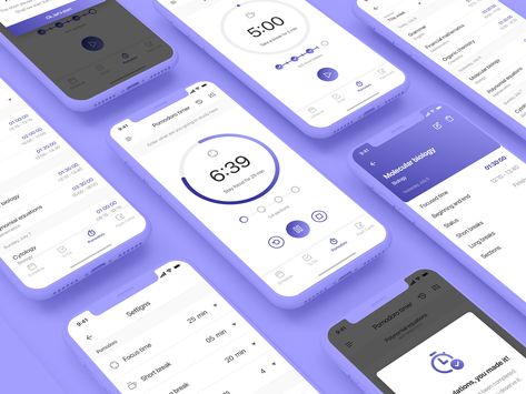 Pomodoro timer - Personal organizer app by Marcos Oliveira Pomodoro App Design, Pomodoro Website, Pomodoro Timer Aesthetic, Pomodoro App, Productivity App Design, Pomodoro Technique App, Pomodoro Timer App, Pomodoro Timer, Timer App