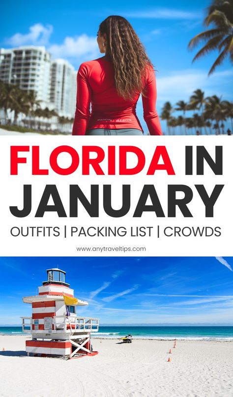 Must know tips you need to know before visiting Florida in January/Winter: Weather (does it rain often?), outfit tips (what to wear, packing lists), avoiding the crowds, the best things to do and the best places to visit: Miami, Orlando, Key West, Destin, Tampa, and more. January In Florida Outfits, Orlando January Outfits, 4 Day Trip Packing List Florida, Winter Outfits In Florida, Miami January Outfit, Florida Winter Capsule Wardrobe, Florida January Outfit, Casual Florida Winter Outfits, What To Wear In Key West In January