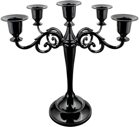 Church Halloween Party, Gothic Candle Holder, Black Candelabra, Grey Candles, Gothic Candles, Candelabra Centerpiece, Candle Candelabra, Black Candle Holders, Tall Candlesticks