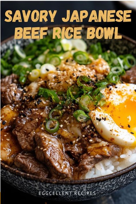 If you are in the mood for a savory and satisfying meal, this Japanese Beef Rice Bowl (Gyudon) with Soft Boiled Egg is the perfect choice. #gyūdon beef rice bowl #beef gyudon rice bowl #Japanese Beef Rice Bowl #Japanese Beef Rice Bowl recipe #japanese beef rice bowl marion #japanese beef and rice bowl #japanese beef and rice bowl recipe #japanese beef rice bowl #japanese beef rice bowl recipe #japanese beef rice bowl marion #japanese ground beef rice bowl #japanese beef and egg rice bowl Beef Bowl Japanese, Ground Beef Rice Bowl, Beef Gyudon, Beef And Rice Bowl, Beef Rice Bowl Recipe, Egg Rice Bowl, Beef Bowl Recipe, Egg Recipes For Dinner, Egg Lunch