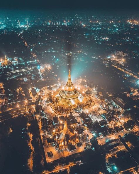 Yangon, Myanmar 🇲🇲 Yangon City Photography, Yangon City, Urban City Street, Iphone Wallpaper Earth, Facebook Cover Photos Love, Photography Terms, Shwedagon Pagoda, Yangon Myanmar, Myanmar Art