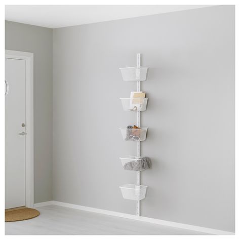 ALGOT Wall upright and basket - IKEA Organisation, Shoe Organizer Ikea, Ikea Algot Closet, Algot Ikea, Ikea Algot, Mini Bad, White Bedroom Furniture, Closet System, Small Storage