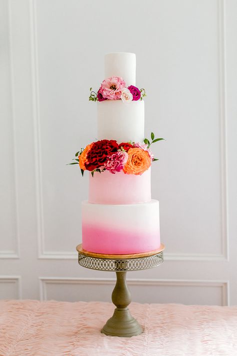 Bright Pink Wedding Cake, Ombré Wedding Cake, Ombre Wedding Cake, Colourful Wedding Cake, 3 Teir Wedding Cake, Vibrant Wedding Cake, Pink Ombre Wedding Cake, Southern Wedding Cakes, Wedding Cake Marble