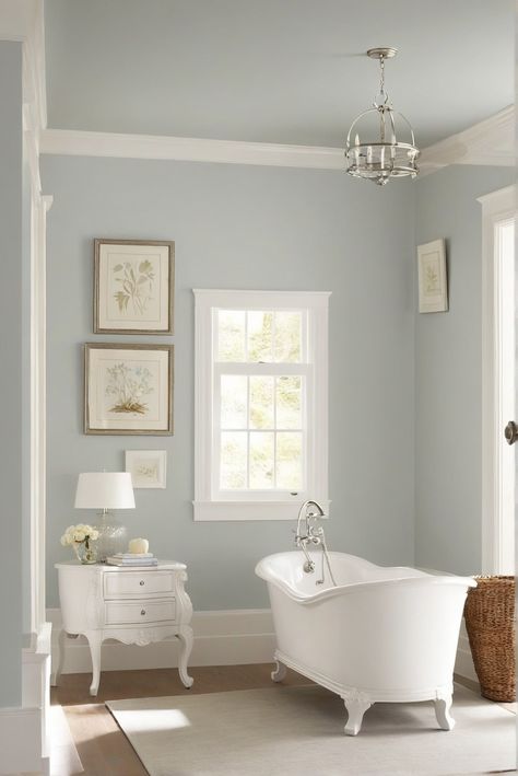 1. Balboa Mist
2. Benjamin Moore
3. 2024 Palette Perfection
4. Blissful Paint Colors Balboa Mist Bathroom, Benjamin Moore Balboa Mist Living Rooms, Benjamin Moore Sheer Bliss, Bm Silver Mist, Summer Shower Benjamin Moore, Sheer Bliss Benjamin Moore, Balboa Mist Bedroom, Spa Blue Bathroom, Benjamin Moore Silver Mist