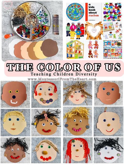 Invitation to decorate the multicultural faces with loose items while exploring the beauty of diversity and sameness. #montessori #preschool #homeschool #kindergarten #kidscrafts Racial Harmony Craft Preschool, Teaching Diversity Preschool, Diversity Lesson Plans Preschool, Diversity Preschool Crafts, People Around The World Preschool, Diversity Kindergarten, Multi Cultural Activities For Kids, Diversity Activities For Kids, Racial Harmony