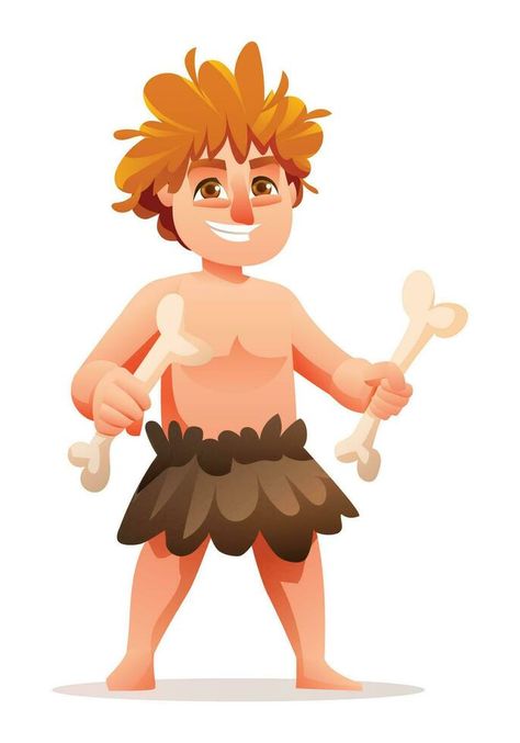 Primitive boy character. Prehistoric stone age cave boy cartoon illustration Boy Cartoon, Boy Drawing, Boy Character, Illustration Cartoon, Stone Age, Vector Drawing, Cartoon Illustration, Vector Free, Royalty