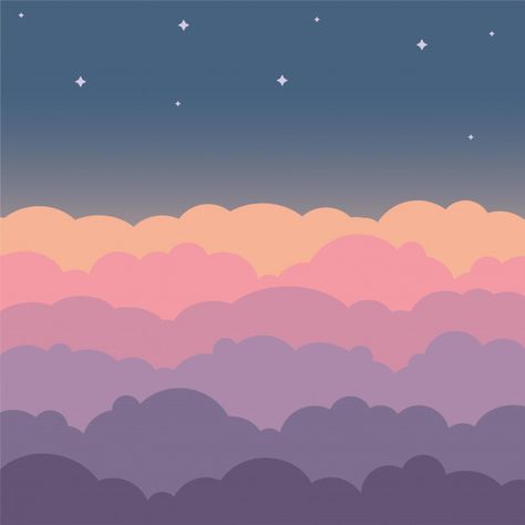 Cartoon Night Sky Background, Cute Sky Drawing, Clouds Vector Illustration, Cartoon Clouds Aesthetic, Simple Cartoon Background, Simple Character Background, Background Drawing Ideas Simple, Cloud Background Cartoon, Cloud Background Drawing