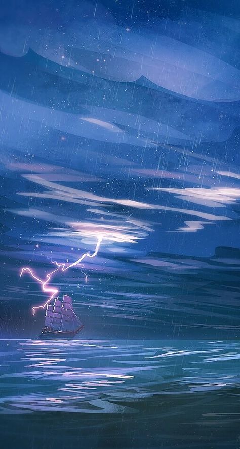 Fluffy Art, Infinity Wallpaper, Blue Photos, Sea Storm, الفن الرقمي, Stormy Seas, Lightning Rod, Stormy Sea, Fantasy Landscape