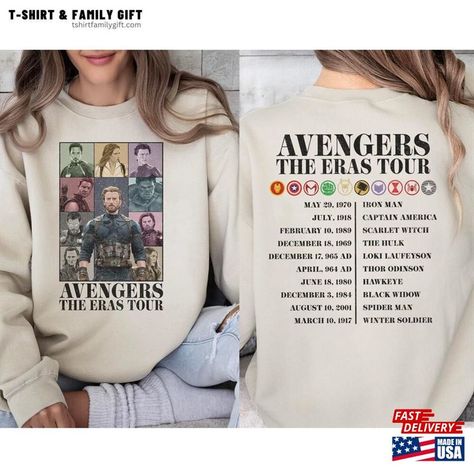 Vintage Avengers The Eras Tour Shirt Marvel Super Hero Superhero Classic Hoodie Check more at https://tshirtfamilygift.com/product/vintage-avengers-the-eras-tour-shirt-marvel-super-hero-superhero-classic-hoodie/ Hulk Loki, Marvel Outfits, Hawkeye Avengers, Eras Tour Shirt, Marvel Hoodies, Marvel Sweatshirt, Canvas Painting Designs, Tour Shirt, Scarlet Witch