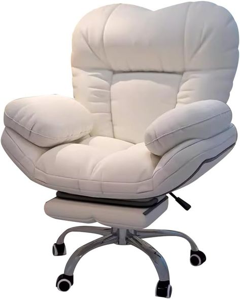 White Gaming Chairs, Desk Chairs For Bedroom No Wheels Comfy, Sofa Desk Chair, Comfortable Chairs For Bedroom Desk, Comfortable Gaming Chair, Girly Desk Chair, Office Chair Comfortable, Aesthetic Desk Chairs Bedroom, Big Desk Chair