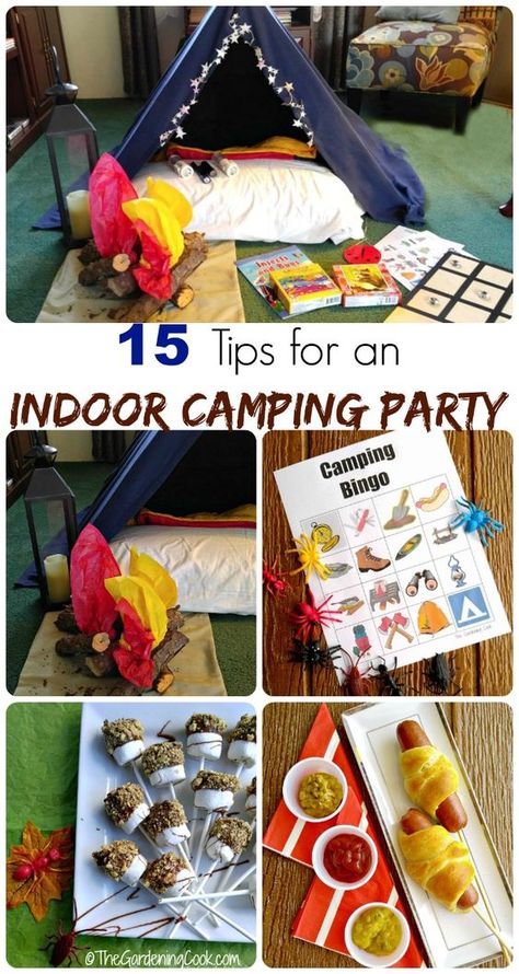 These 15 tips for an indoor camping party will have your children squealing with glee. thegardeningcook.com #TysonLifesanAdventure #ShareIt #ad Indoor Camping Party, Hot Dog On A Stick, Camping Party Decorations, Indoor Camping, Camping Theme Party, Camping Birthday Party, Camping Parties, Family Fun Night, Camping Birthday