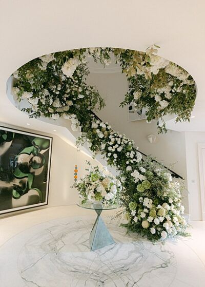 Flora Decoration, Richie Wedding, Wedding Stairs, Floral Walls, Elegant Garden Wedding, Reception Florals, Luxury Service, Elegant Garden, Floral Wedding Decorations