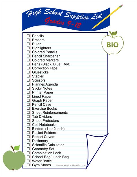 Creative Prep: High School Supplies List to help you keep track of what you need for school. Free printable for student organization. High School Supply List, College School Supplies List, High School Supplies, Escuela Diy, Back To School List, Back To University, School Supplies Highschool, School Checklist, College School Supplies