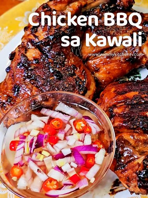 Chicken BBQ sa Kawali ( Filipino Barbecue in a pan ) - Yummy Kitchen Filipino Barbecue Chicken, Filipino Chicken Barbecue Recipe, Chicken Skewers In Oven, Filipino Bbq, Sweet Bbq Chicken, Barbecue Recipes Grill, Barbecue Chicken Recipe, Bbq Chicken Wings, Homemade Chinese Food