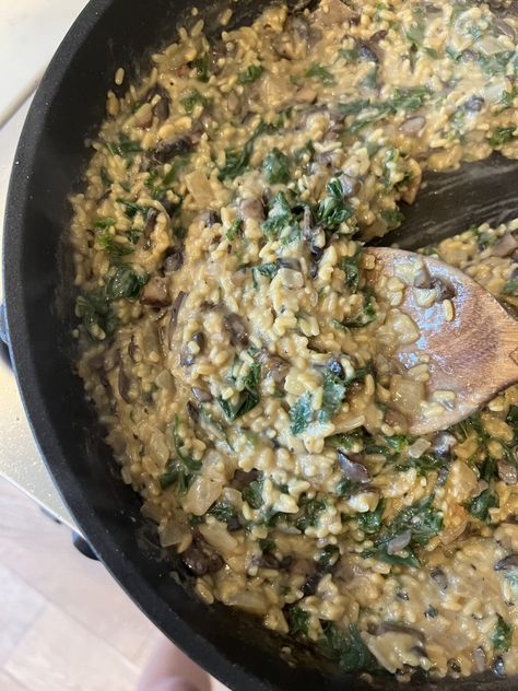 Healthified Mushroom Risotto - Katie Austin Pesto Spaghetti Squash, Katie Austin, Quinoa Dishes, Plant Based Diet Recipes, Vegan Pesto, Cream Butter, Quinoa Healthy, Broccoli Cheddar Soup, Mushroom Risotto