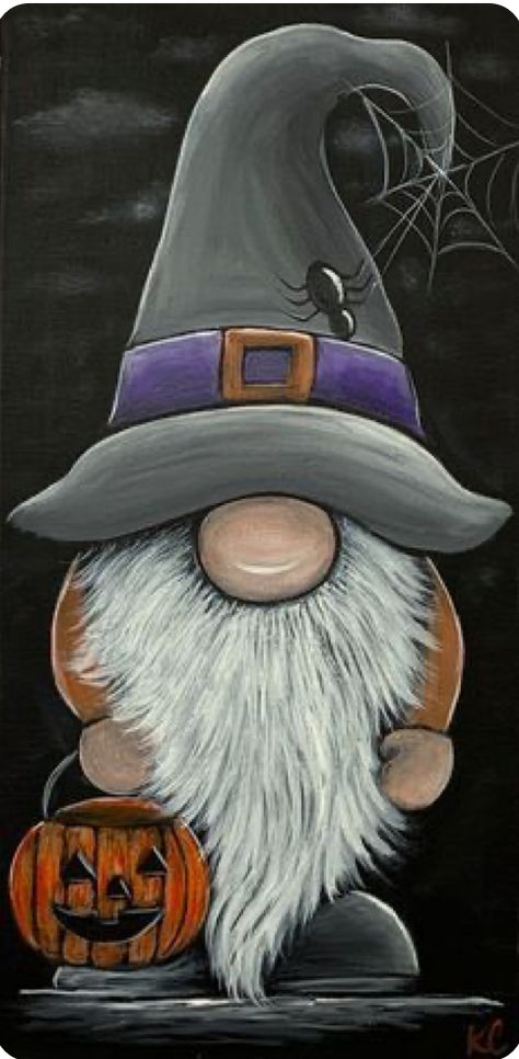 Halloween Canvas Paintings, Gnome Wallpaper, Gnome Art, Gnome Pictures, Fall Canvas Painting, Halloween Kunst, Halloween Gnome, Fall Canvas, Halloween Painting