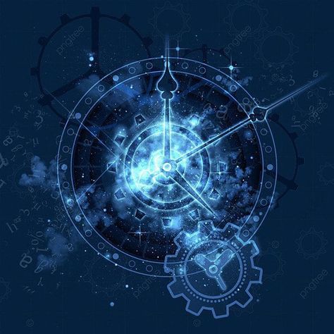 Magic Clock Fantasy Art, Time Magic Art, Blue Clock Aesthetic, Time Magic Aesthetic, Blue Glow Aesthetic, Time Powers, Gear Aesthetic, Fantasy Clock, Ancient Clock