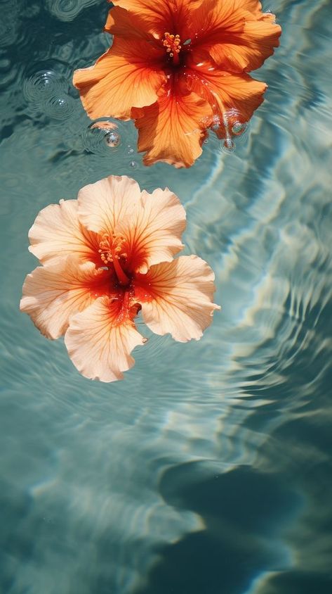 Hibiscus flowers hibiscus floating outdoors. | premium image by rawpixel.com Beach Hibiscus Aesthetic, Yellow Hibiscus Aesthetic, Hawaiian Hibiscus Wallpaper, Hibiscus Flower In Water, Flower In Water Aesthetic, Hisbusic Flower Wallpaper, Habisquis Flower, Flower In The Water, Hibiscus Flower Bouquet