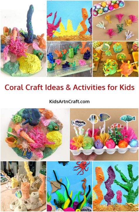 Coral Craft Ideas & Activities for Kids Coral Craft Preschool, How To Make Coral Reef, Coral Reef Projects For Kids, Coral Reef Craft Preschool, Coral Reef Preschool Activities, Coral Crafts For Kids, Coral Reef Preschool, Coral Reef Art Preschool, Scuba Vbs Crafts For Kids