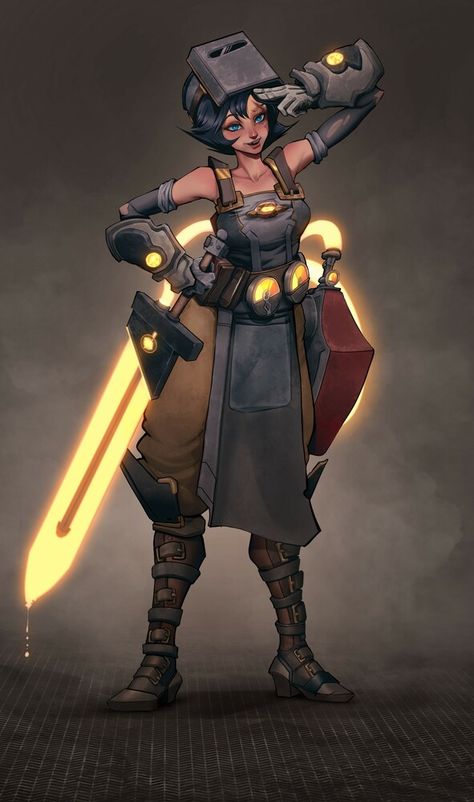 Spelljammer Characters, Artificer Art, Artificer Character Design, Japanese Blacksmith, Heroic Fantasy, Dnd Art, Fantasy Rpg, Fantasy Inspiration, Female Character Design