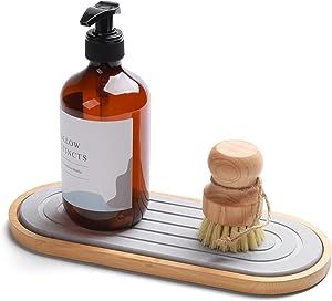 Bamboo Dish Rack, Bathroom Countertop Organization, Kitchen Soap Tray, Soap Dispenser Tray, Dry Bathroom, Stone Tray, Sink Organization, Soap Stand, Bathroom Organizers