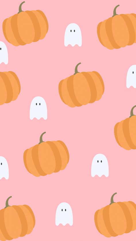 Cute Halloween Pics Aesthetic, Cute Halloween Wallpapers For Phone, Preppy Halloween Pics, Preppy Pumpkin Wallpaper, Pumpkin And Ghost Wallpaper, Phone Halloween Wallpaper, Pink Fall Prints, Cute Pumpkin Wallpaper Aesthetic, Pink Ghost Wallpaper Iphone