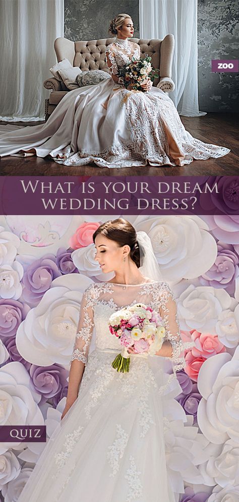 Let's be honest, most women dream about their perfect wedding dress since they were little girls. Find out what dress is perfect for your personality and silhouette by taking this quiz. What Wedding Dress Should I Wear Quiz, Wedding Dress Quizzes, Wedding Dresses Quiz, Dress Quizzes, Wedding Dress Quiz, Choose Wedding Dress, Wedding Quiz, Wedding Dress Shapes, Dress Quiz