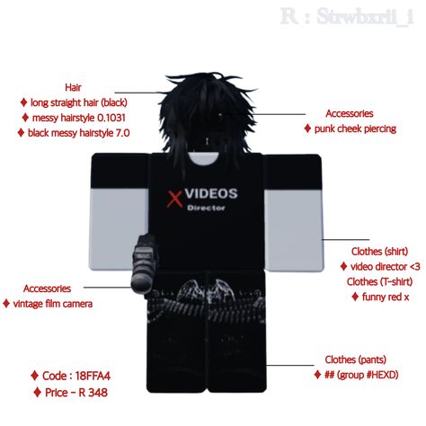 Roblox Emo Outfits, Cat Drawing Tutorial, Emo Roblox Avatar, Vintage Film Camera, Roblox Guy, Roblox 3, Female Avatar, Bloxburg Decal Codes, Roblox Shirt