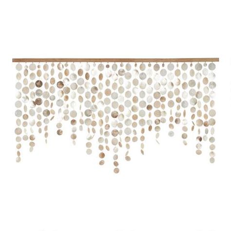 Champagne Capiz Shell And Natural Wood Wall Hanging | World Market Cascading Waterfall, Tropical Wall Art, Capiz Shell, Wood Wall Hanging, Hanging Frames, Wood Bar, Champagne Color, World Market, Wall Décor