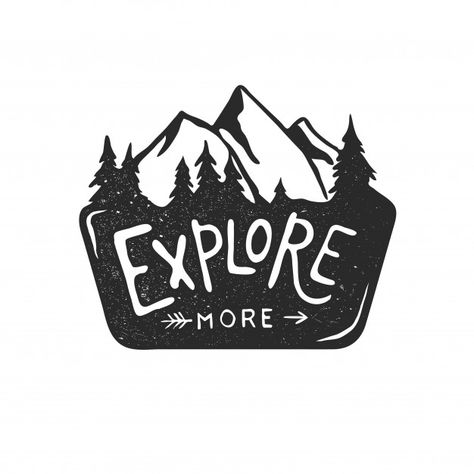 Explore more. | Premium Vector #Freepik #vector #logo #vintage #hand #nature Freepik T Shirt Design, Explore Logo Design, Hipster Logo Design, Explore Logo, Adventure Logo Design, Forest Prints, Logos Vintage, Sublimacion Ideas, Outdoor Logos