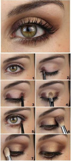 Nude Smokey Eye | Smokey Eye Night Out Makeup Tutorials Doe Eyes Make Up, Smokey Eyes Tutorial, Brown Eye Makeup Tutorial, Make Up Gold, Hazel Eye Makeup, Makeup Tutorial Step By Step, Makeup Hacks Tutorials, Smokey Eye Tutorial, Best Makeup Tips