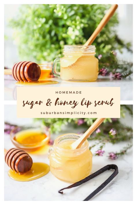 Diy Natural Lip Scrub, Honey And Sugar Lip Scrub, Lip Sugar Scrub Diy, Honey Lip Scrub Diy, Diy Lush Lip Scrub, Lip Scrub Diy Recipes, Sugar Lip Scrub Diy, Watermelon Lip Scrub, Honey Lip Scrub