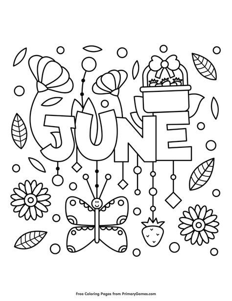 Free printable Summer Coloring Pages eBook for use in your classroom or home from PrimaryGames. Print and color this June coloring page. Doodle Printables, June Coloring Pages, Summer Coloring Sheets, June Colors, Summer Coloring, Summer Coloring Pages, Scrapbooking Photo, Month Colors, Cute Coloring Pages