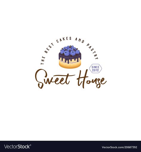 Logo Cake, Cake With Strawberry, Sweet House, Cake House, House Logo, Strawberry Blueberry, Cafe Logo, Beautiful Cake, Logo A