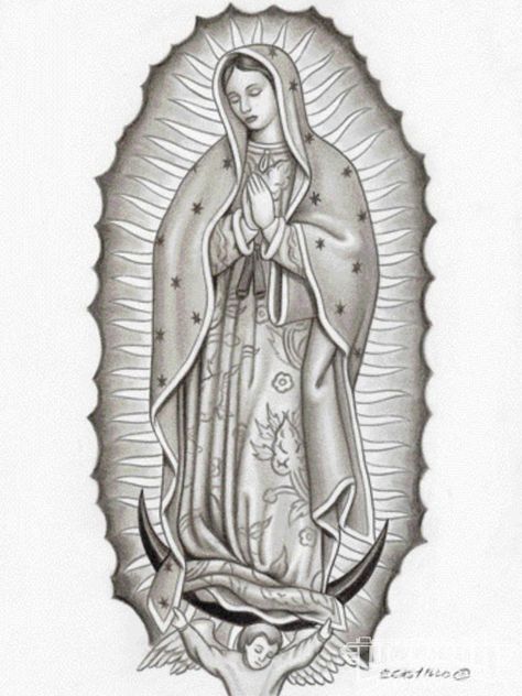 Virgen Mary Tattoo, Tato Realis, Mother Mary Tattoos, Ako Kresliť, Virgin Mary Tattoo, Mary Tattoo, Mexican Art Tattoos, Arte Yoga, Chicano Style Tattoo