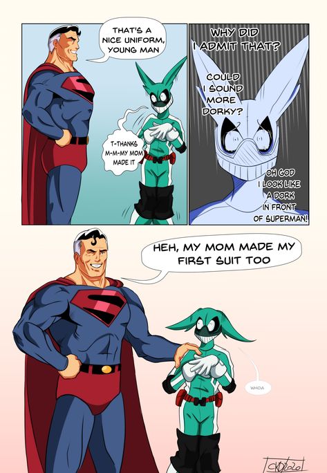 Mha X Marvel Crossover, Mha Marvel Crossover, Superman Wholesome, Cartoon Crossovers Fanart, My Hero Academia Crossover, Mha Comics, Crossed Comics, Superman Comic Art, Crossover Comic