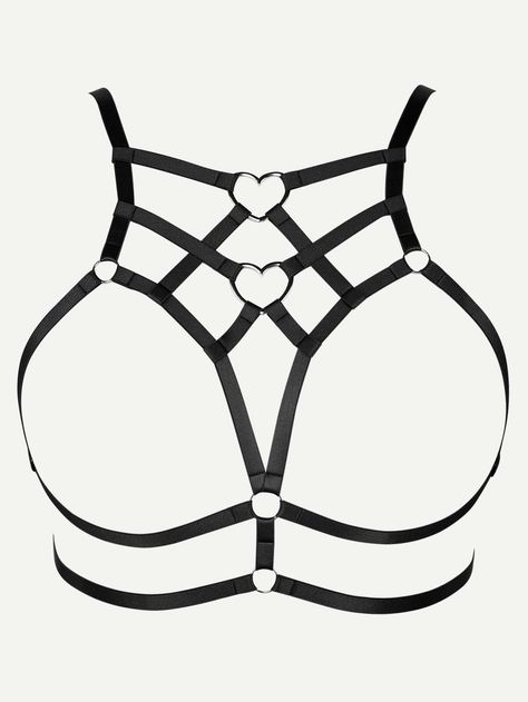 Plus Heart-ring Detail Harness BraI discovered amazing products on SHEIN.com, come check them out! Harness Bra Outfit, Moulan Rouge, Harness Fashion, Harness Bra, Body Harness, Lingerie Accessories, Bra Straps, Plus Size Lingerie, Sleepwear Women