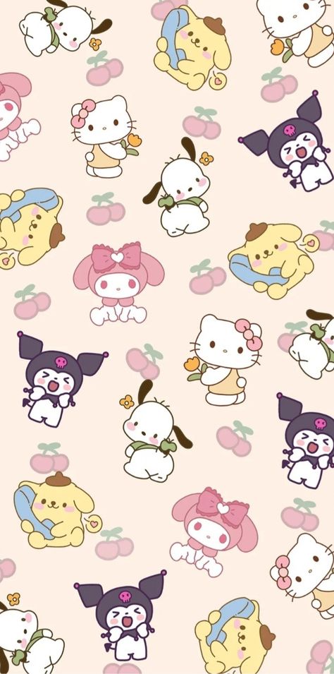 Kuromi And Friends Wallpaper, Hello Kitty Friends Wallpaper, Sanrio Characters Wallpapers, Hello Kitty And Friends Wallpaper, Wallpaper Sanrio, Sanrio Wallpapers, Pink Wallpaper Hello Kitty, Cute Home Screen Wallpaper, Walpaper Hello Kitty