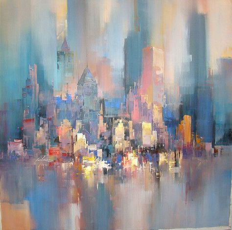 Abstract Landscape, New York Abstract Painting, New York Abstract, Abstract City, City Painting, Cityscape Art, Arte Inspo, Painting Abstract, Abstract Canvas