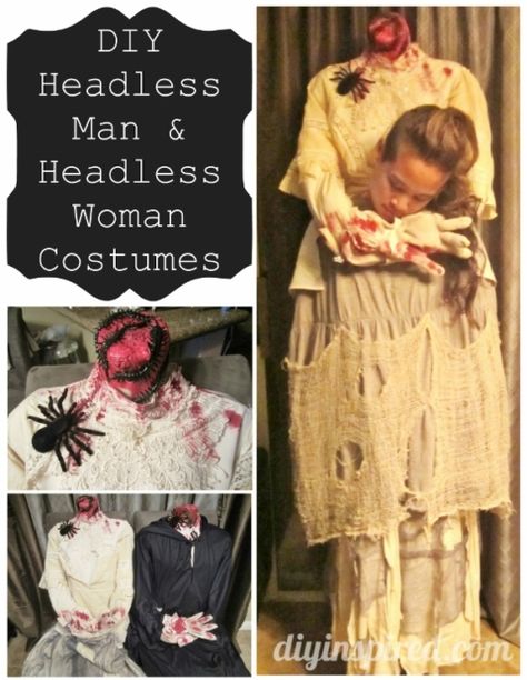 DIY Headless Man and Headless Woman Halloween Costumes Group Halloween Costumes For 3, Woman Halloween Costumes, Headless Woman, Headless Man, Woman Costumes, Diy Halloween Costumes For Women, Halloween Costumes For 3, Diy Costumes Kids, Costumes Diy