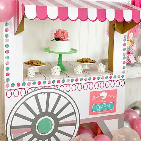 Treat Cart Cardboard Cutout Stand-Up | Oriental Trading Treat Cart, Diy Lemonade Stand, Baking Birthday Parties, Ninjago Party, Diy Table Top, Carnival Themed Party, Vbs Ideas, Cardboard Cutouts, Cardboard Cutout